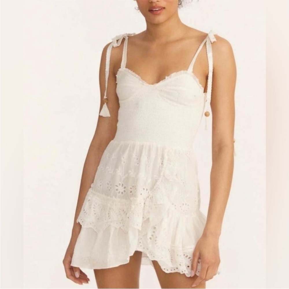 LoveShackFancy Olani Ivory Lace Mini Dress